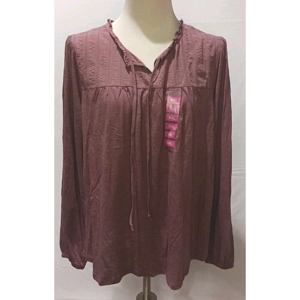 Berkley Jensen Smocked Woven Top XXL Rose Blouse